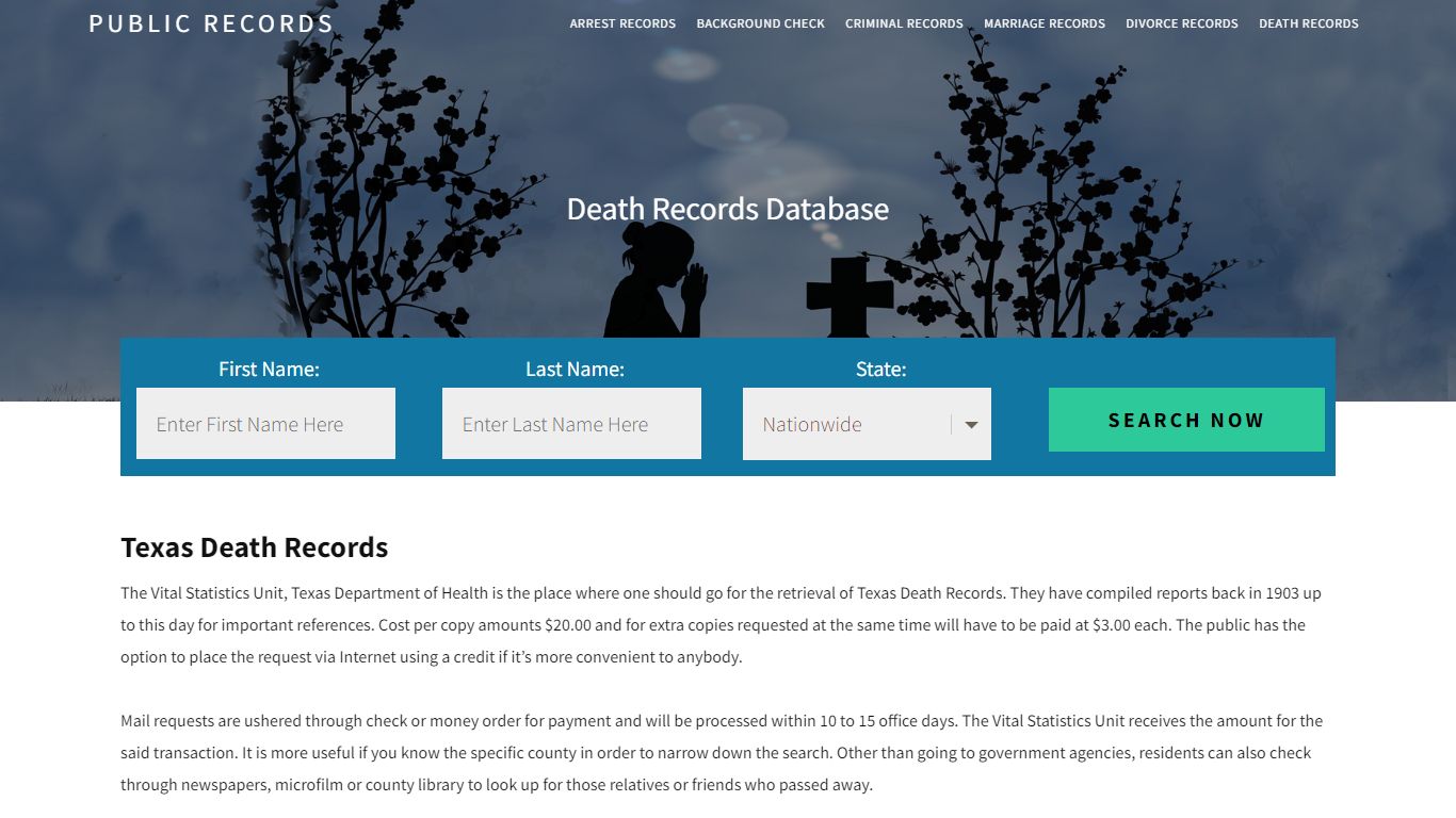 Texas Death Records | Enter Name and Search. 14Days Free